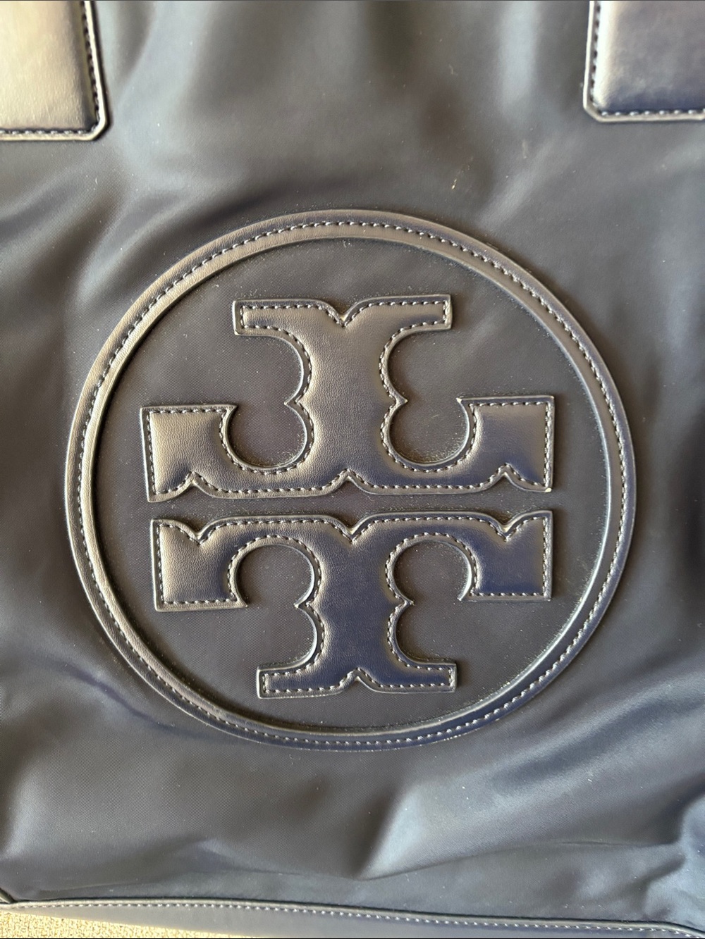 Tory Burch Navy Logo Nylon Tote - Picture 2 of 10